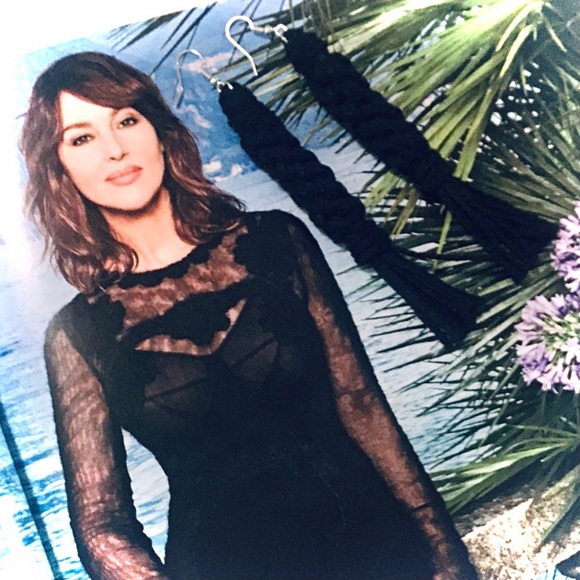 🆓w/$👋🏻Made Macrame 4ply Round Landyard Earrings - Picture 11 of 16